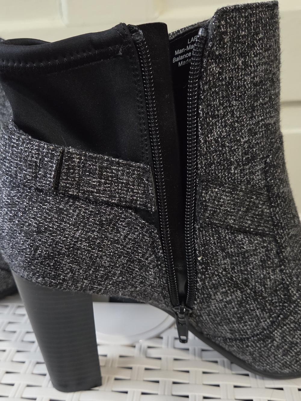 Women's Gray Tweed Ankle Boot with Silver Buckle - Picture 6 of 8